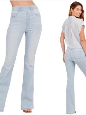 SPANX Light Wash Pull On Cotton Stretch Denim Bootcut Retro Flare Medium